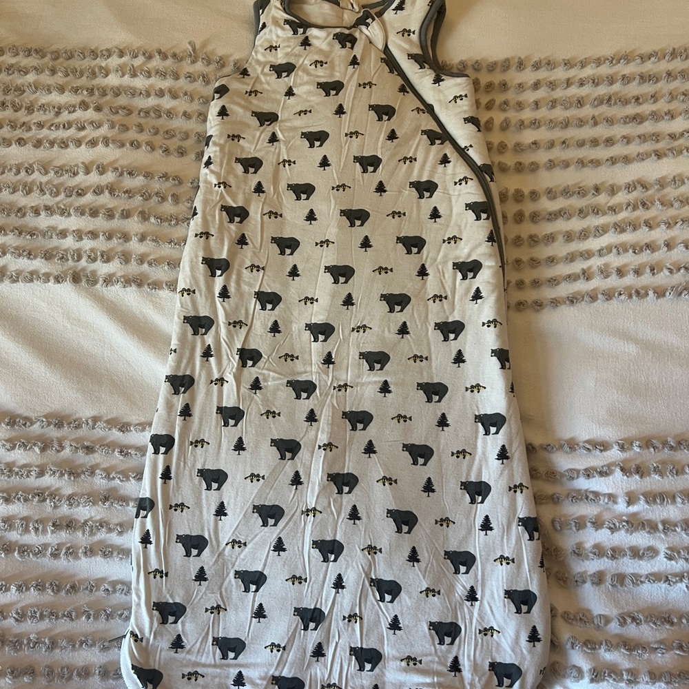 Kyte Baby bears & trees sleep sack 6-18 month 2.5 TOG, white / yellow / grey